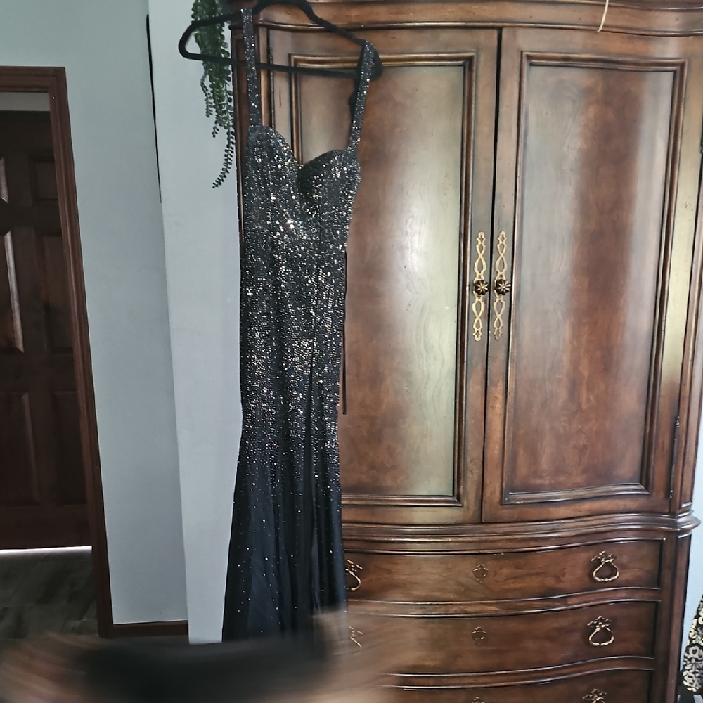 Ellie Wilde Black Glitter Prom Dress
